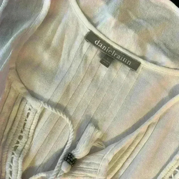 Anthropologie Daniel Rainne White Crochet Tunic Peasant Boho Top Size Large - Picture 6 of 6